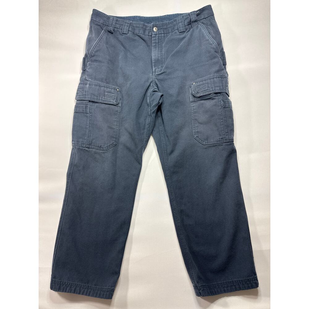 Duluth Trading Co. Men's Navy Blue Canvas Cargo Pants -Size 42x32 (41x30) *READ*